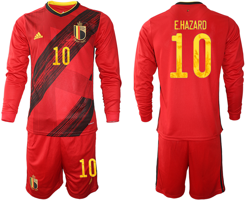 Men 2021 European Cup Belgium home Long sleeve #10 soccer jerseys